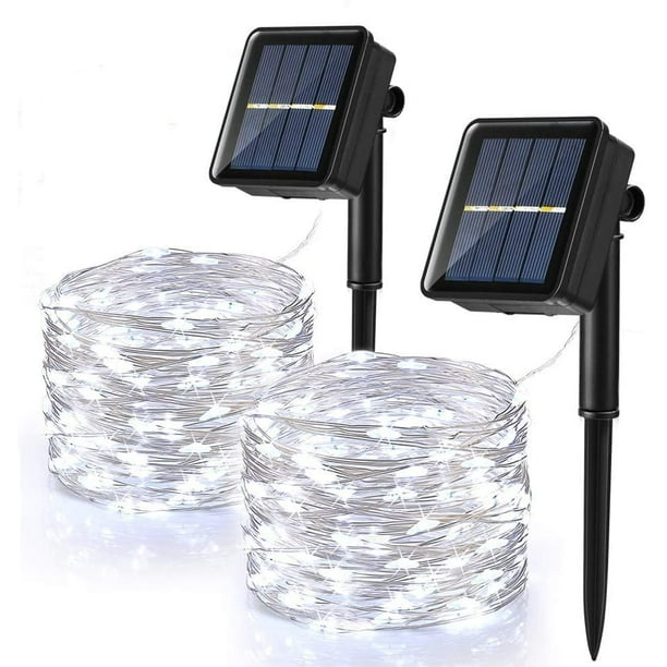 100 LED string Silver Copper Wire Fairy Lights Solar energy Powered Waterproof 